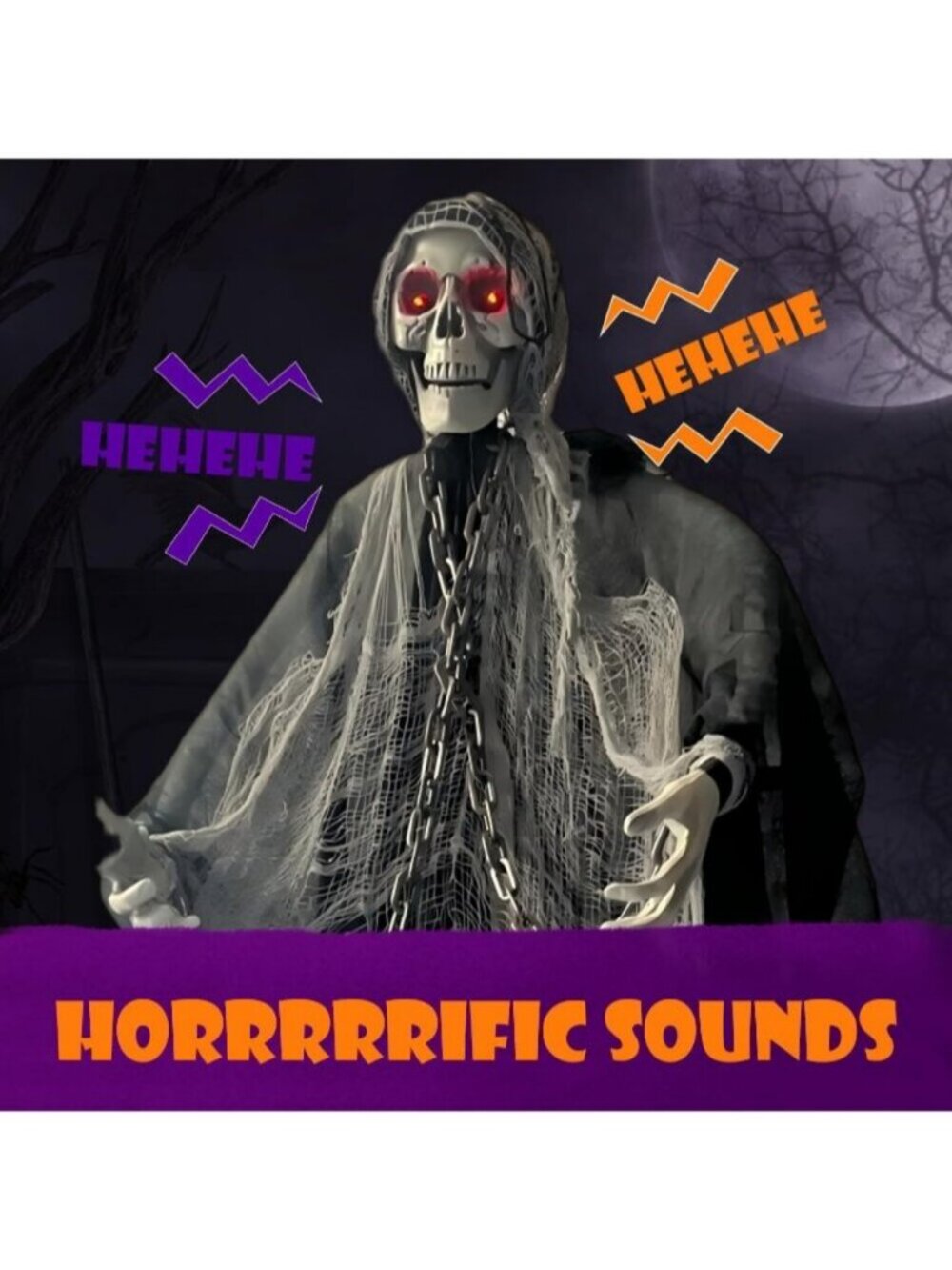 6ft Sound-Controlled Swinging Scary Skeleton Ghost Decoration Featuring Sound - Picture 5 of 6